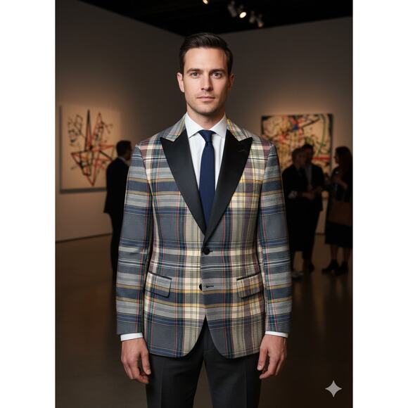 J.Crew Ludlow Mens 42S Preppy Equestrian‎ Old Money Madras Plaid Dinner Jacket - Picture 2 of 12